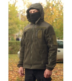 Флисовая кофта военная 340 г.м. с капюшоном олива