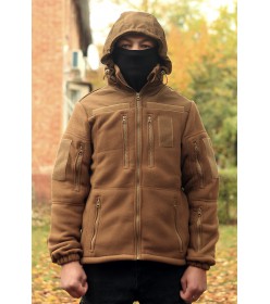 Флисовая кофта военная 340 г.м. с капюшоном coyote