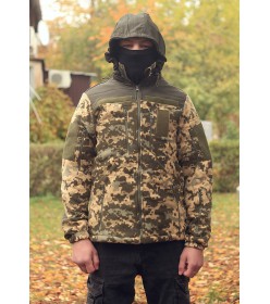 Флисовая кофта военная 340 г.м. с капюшоном пиксель ММ14