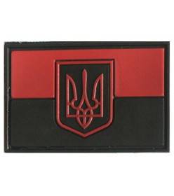 Шеврон ПВХ Флаг с Тризубом черно-красный