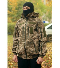 Куртка SoftShell военная на манжетах пиксель ММ14