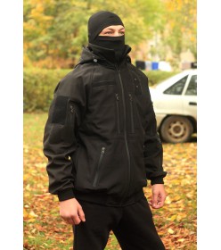 Куртка SoftShell полицейская на манжетах черная